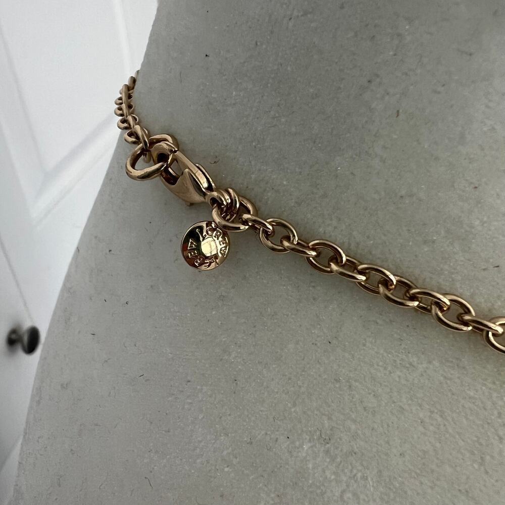 J.Crew Acrylic and Crystal Studded Peacock Blue Pendant Necklace on Gold Chain - Picture 5 of 7